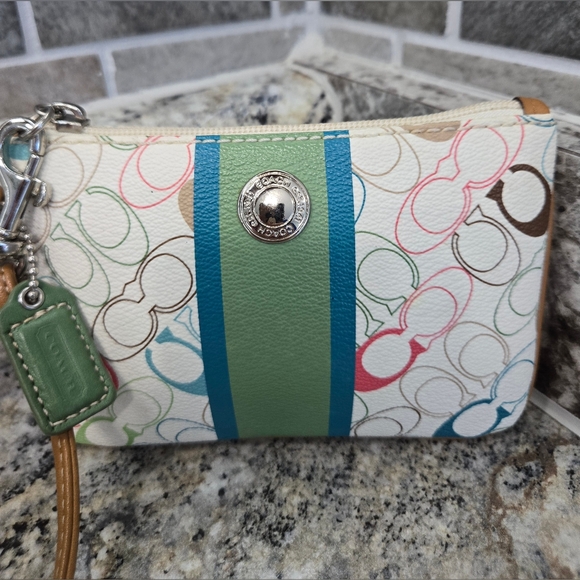 EUC Coach multicolored Signature Stripe Wristlet - Picture 2 of 11